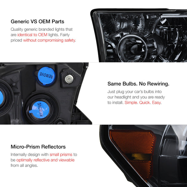 2007-2013 Toyota Tundra Smoked Headlight