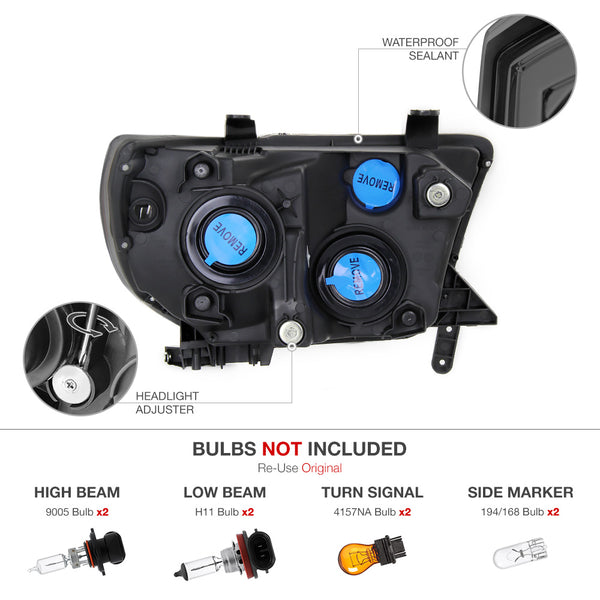 2007-2013 Toyota Tundra Smoked Headlight