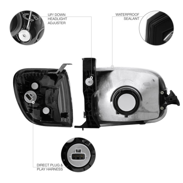2000-2004 Toyota Tundra Black Headlight
