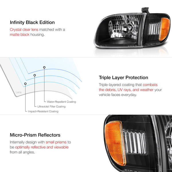 2000-2004 Toyota Tundra Black Headlight