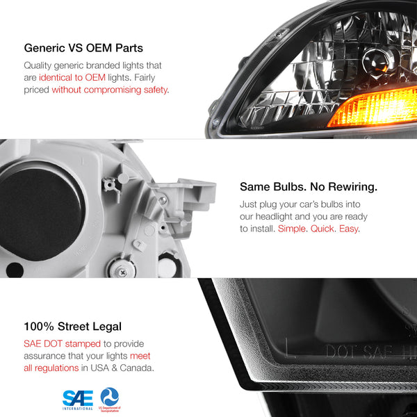 2007-2011 Toyota Yaris Black Headlight