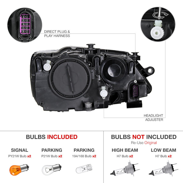 2011-2014 Volkswagen Jetta Black Headlight