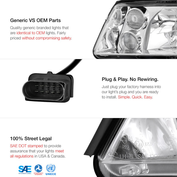 1999-2005 Volkswagen MK4 Jetta Chrome Headlight