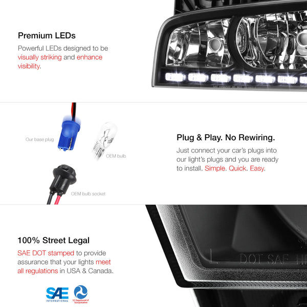 2006-2010 Dodge Charger Black Headlight