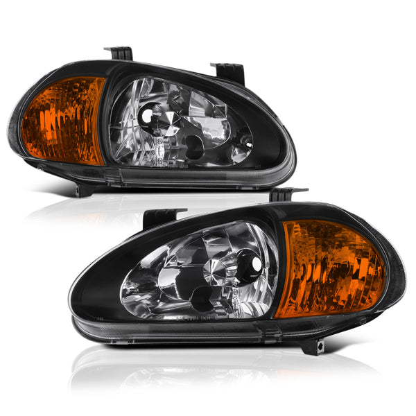 1993-1997 Honda Civic Del Sol Black Headlight