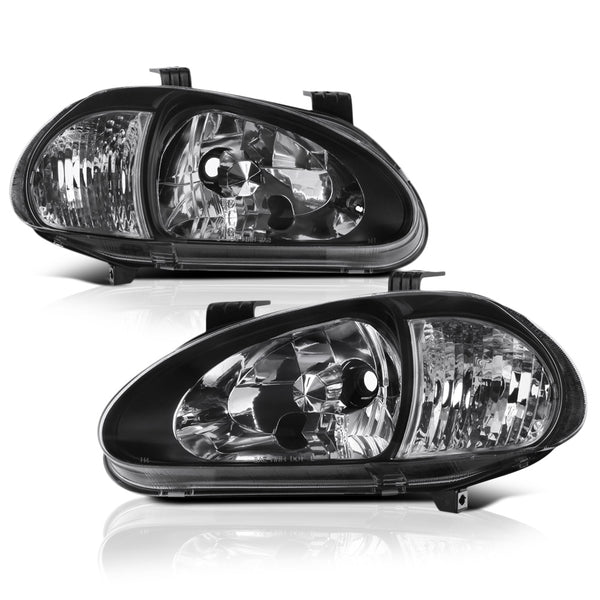 1993-1997 Honda Civic Del Sol Black Headlight