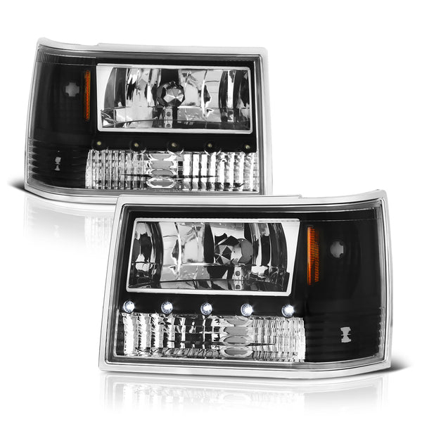 1993-1998 Jeep Grand Cherokee Black Headlight