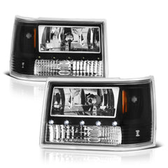 1993-1998 Jeep Grand Cherokee Black Headlight