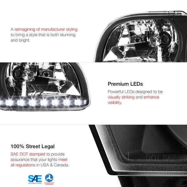2001-2004 Toyota Tacoma Black Headlight