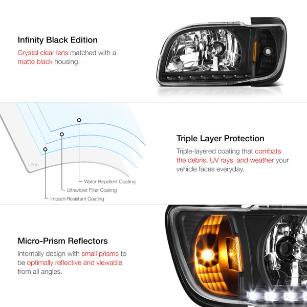 2001-2004 Toyota Tacoma Black Headlight