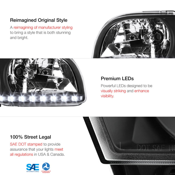 2001-2004 Toyota Tacoma Black Headlight