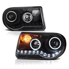 2005-2010 Chrysler 300C Black Headlight