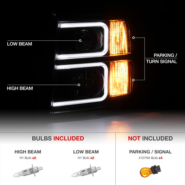 2007-2013 Chevrolet Silverado 1500 Black Headlight