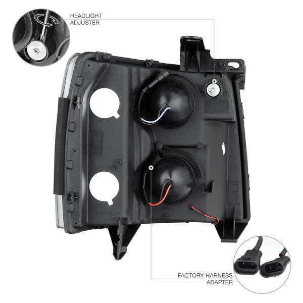 2007-2013 Chevrolet Silverado 1500 Black Headlight