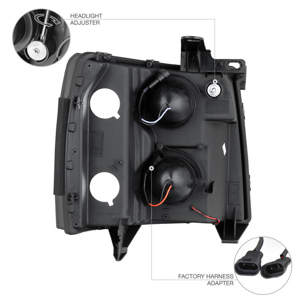 2007-2013 Chevrolet Silverado 1500 Sinister Black Headlight