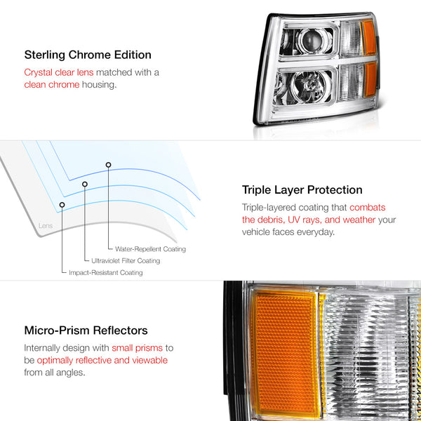 2007-2013 Chevrolet Silverado 1500 Chrome Headlight