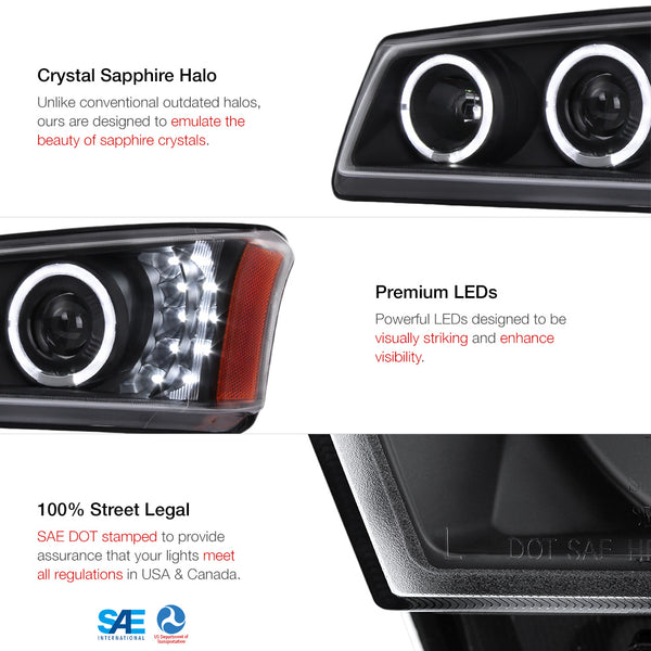 2003-2006 Chevrolet Silverado 1500 | 2500 | 3500 Black Headlight