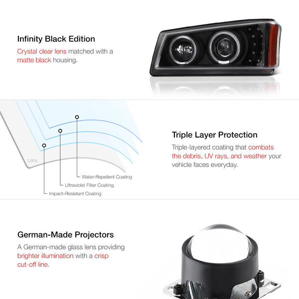 2003-2006 Chevrolet Silverado 1500 | 2500 | 3500 Black Headlight