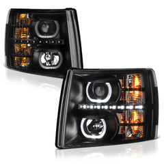 2007-2013 Chevrolet Silverado 1500 Black Headlight