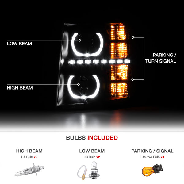 2007-2013 Chevrolet Silverado 1500 Sinister Black Headlight