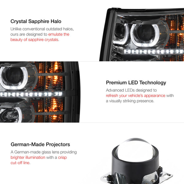 2007-2013 Chevrolet Silverado 1500 Smoked Headlight