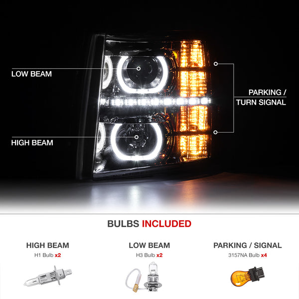 2007-2013 Chevrolet Silverado 1500 Smoked Headlight