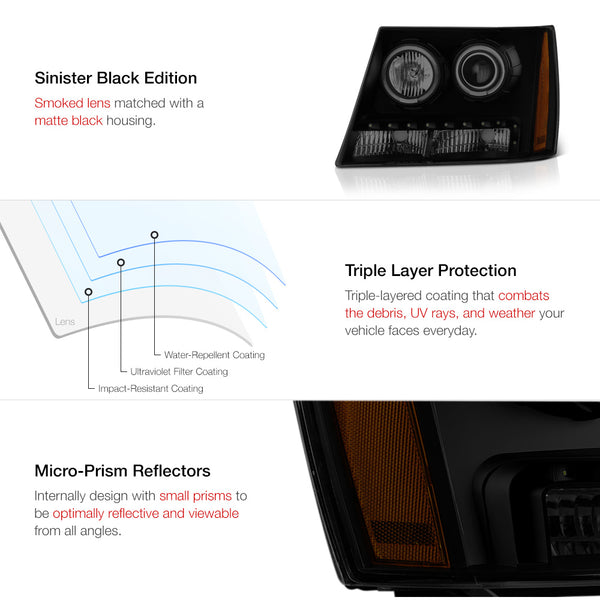 2007-2014 Chevrolet Suburban 1500 | 2500 Sinister Black Headlight