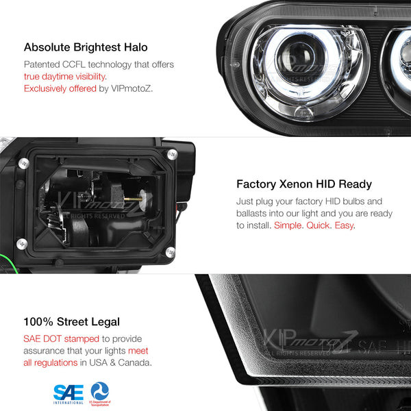 2008-2014 Dodge Challenger Black Headlight