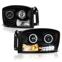 2006-2008 Dodge RAM 1500 Black Headlight