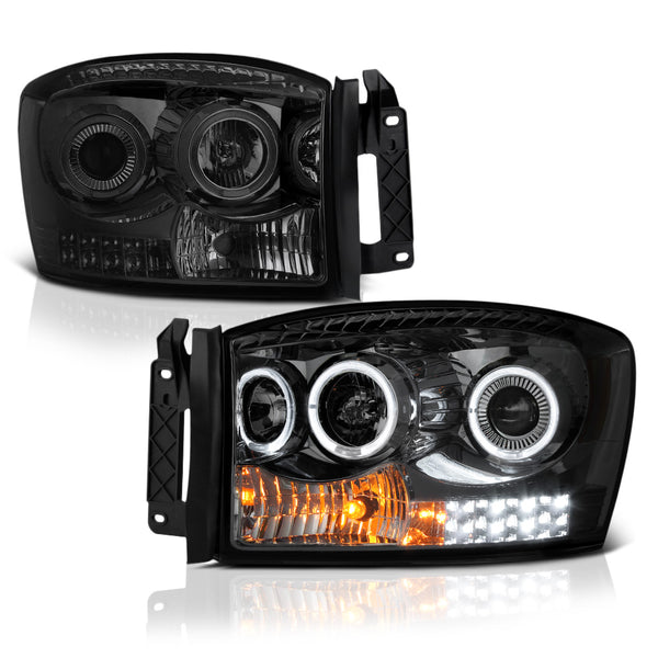 2006-2008 Dodge RAM 1500 Smoked Headlight