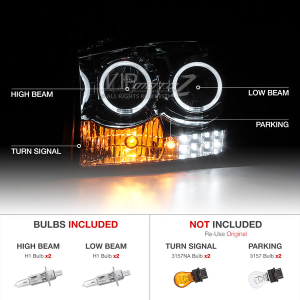 2006-2008 Dodge RAM 1500 Smoked Headlight