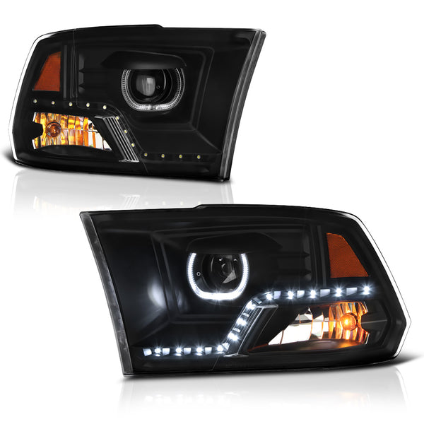 2009-2017 Dodge RAM 1500 Black Headlight