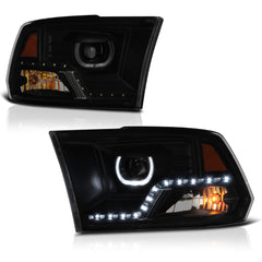 2009-2017 Dodge RAM 1500 Sinister Black Headlight