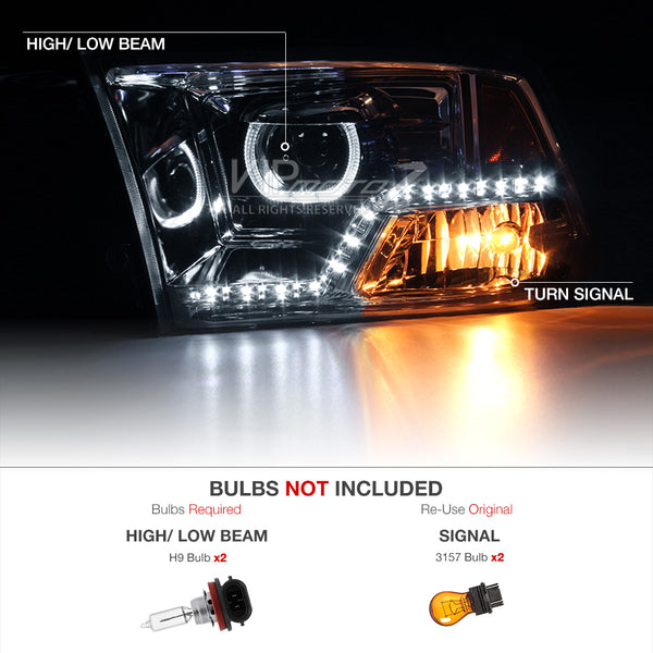 2009-2017 Dodge RAM 1500 Chrome Headlight