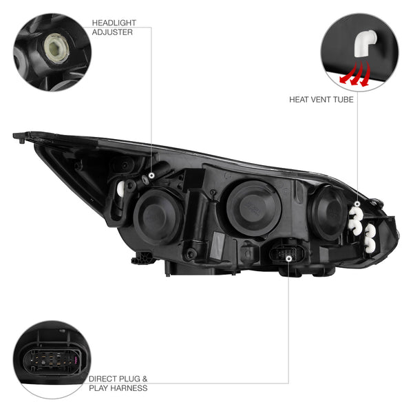 2012-2014 Ford Focus Black Headlight