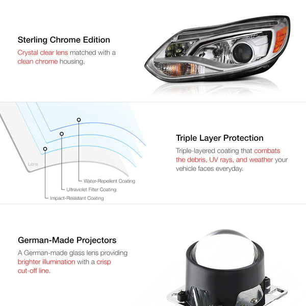 2012-2014 Ford Focus Chrome Headlight