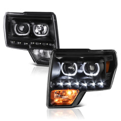 2009-2014 Ford F-150 Black Headlight