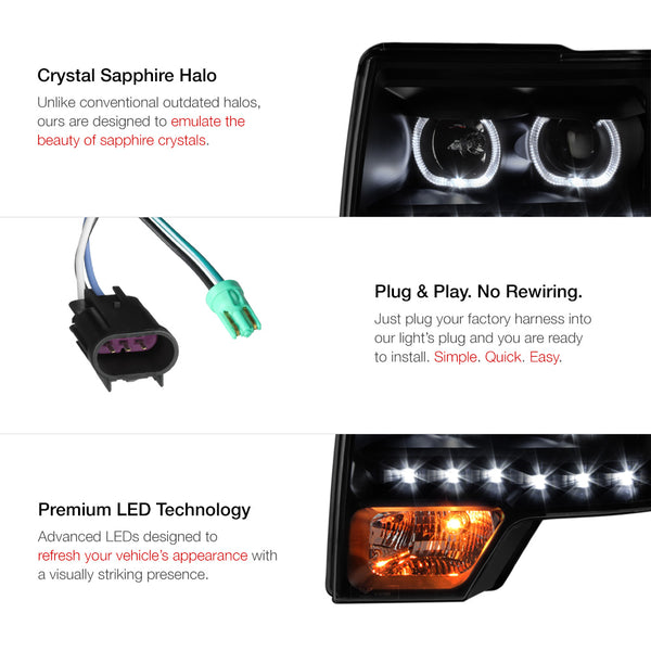 2009-2014 Ford F-150 Sinister Black Headlight