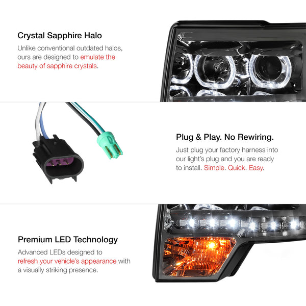 2009-2014 Ford F-150 Smoked Headlight