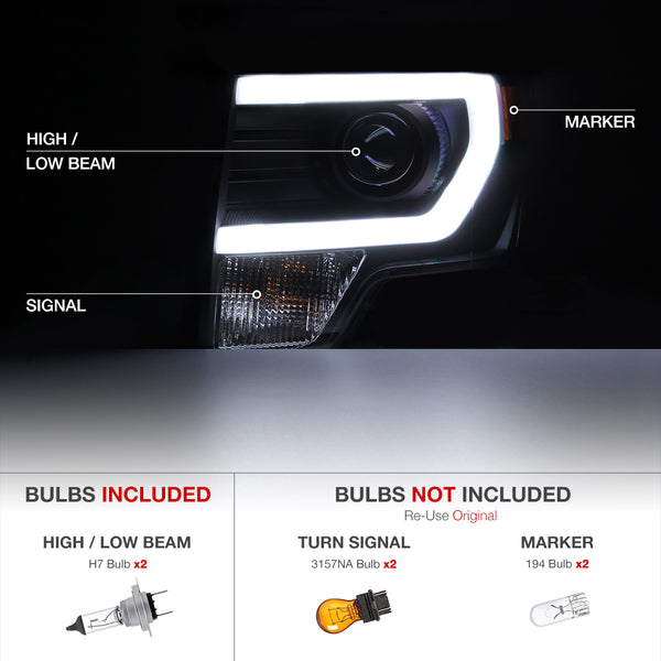 2009-2014 Ford F-150 Black Headlight