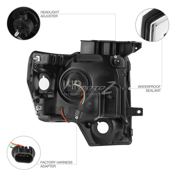 2009-2014 Ford F-150 Chrome Headlight