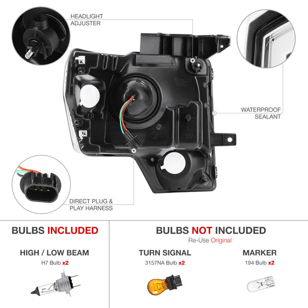 2009-2014 Ford F-150 Chrome Headlight