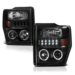 2008-2010 Ford F-250 | F-350 | F-450 | F-550 Superduty Black Headlight