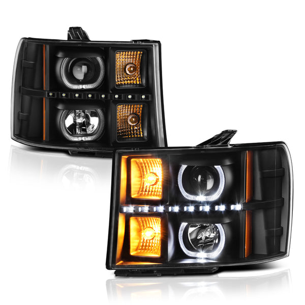 2007-2013 GMC Sierra 1500 Black Headlight