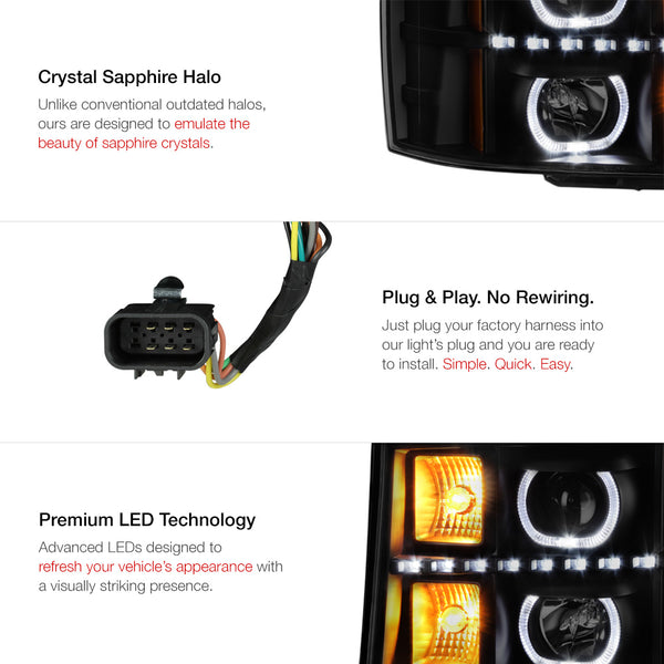 2007-2013 GMC Sierra 1500 Sinister Black Headlight
