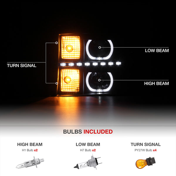 2007-2013 GMC Sierra 1500 Sinister Black Headlight