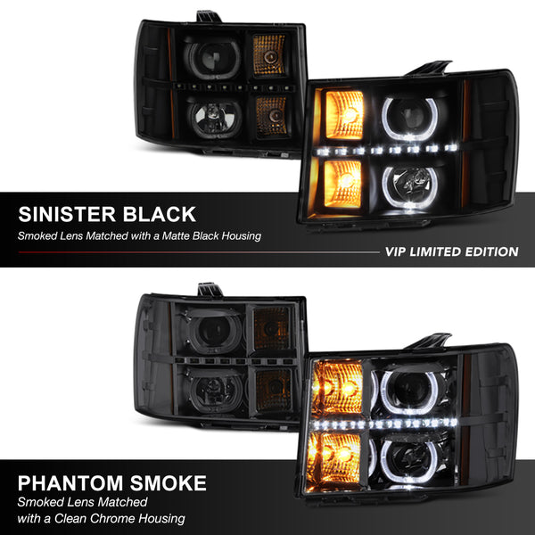 2007-2013 GMC Sierra 1500 Sinister Black Headlight