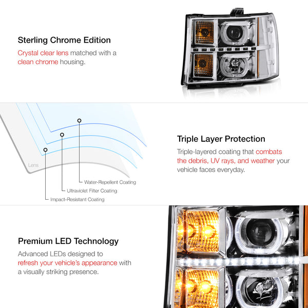 2007-2013 GMC Sierra 1500 Chrome Headlight