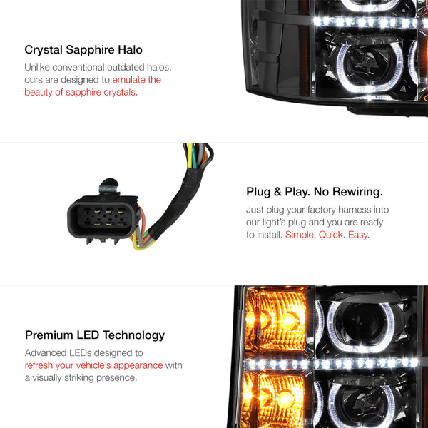 2007-2013 GMC Sierra 1500 Smoked Headlight