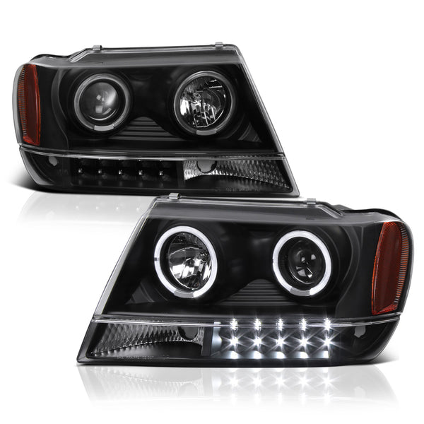 1999-2004 Jeep Grand Cherokee Black Headlight